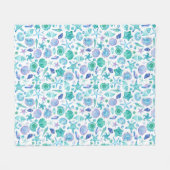 Waterverf Zomerzeeschelpen en Zeesterren Kust Fleece Deken (Voorkant (Horizontaal))