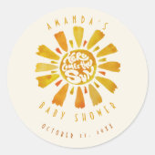 Waterverf zon Baby shower dank u Ronde Sticker (Voorkant)