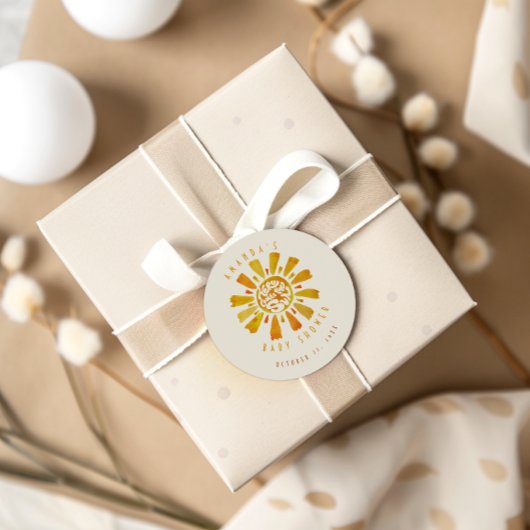 Waterverf zon Baby shower dank u Ronde Sticker