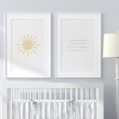 Waterverf zon en golven strand kwekerij muurkunst sets