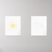 Waterverf zon en golven strand kwekerij muurkunst sets (Voorkant)