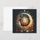 Waterverf Zon en Maan Celestial Notitiekaartje (Voorkant / Achterkant)
