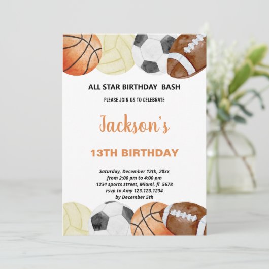 Waterverf zondagse uitnodigingen (Staand voorkant)