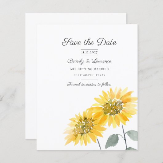 Waterverf Zonnebloem (Voorkant / Achterkant)