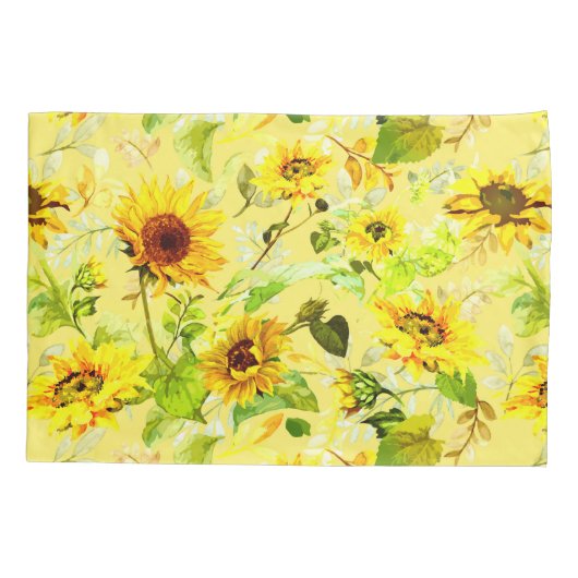 Waterverf Zonnebloem 2 Kussensloop (Achterkant)