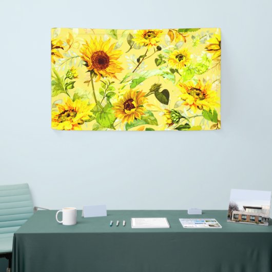 Waterverf Zonnebloem 2 Spandoek (Beurs)