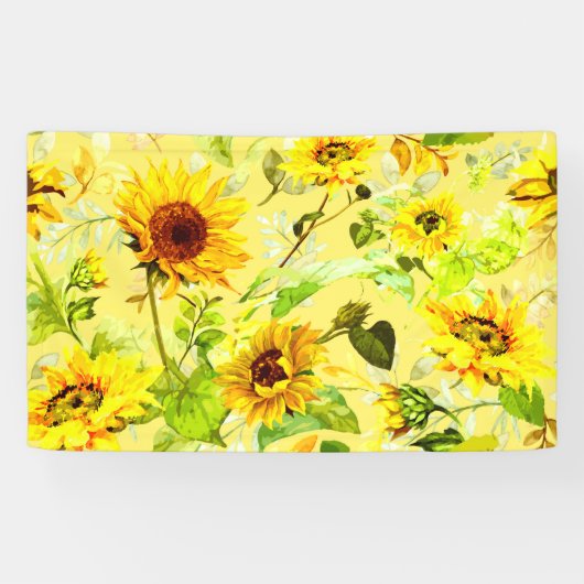 Waterverf Zonnebloem 2 Spandoek (Horizontaal)