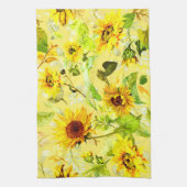 Waterverf Zonnebloem 2 Theedoek (Verticaal)