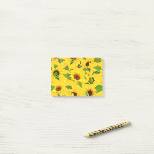 Waterverf Zonnebloem 3 Post-it® Notes (Op bureau)