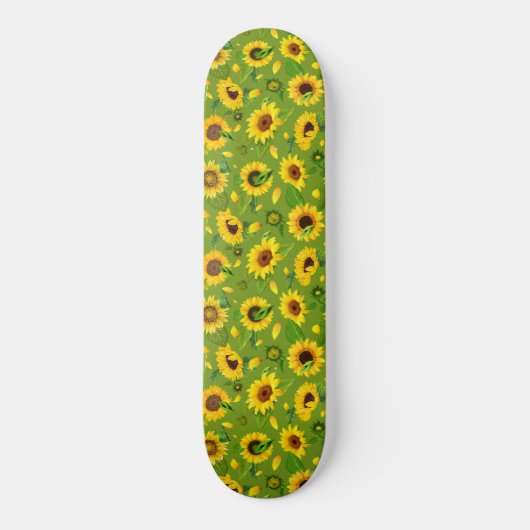 Waterverf Zonnebloem 4 Persoonlijk Skateboard (Voorkant)