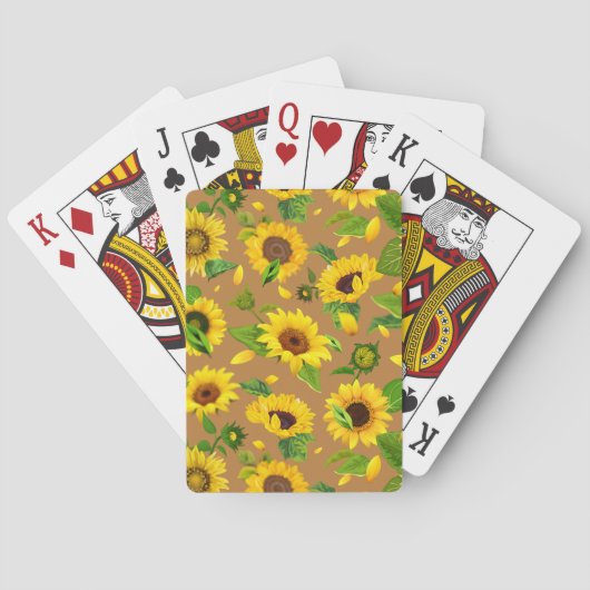 Waterverf Zonnebloem 5 Pokerkaarten (Achterkant)
