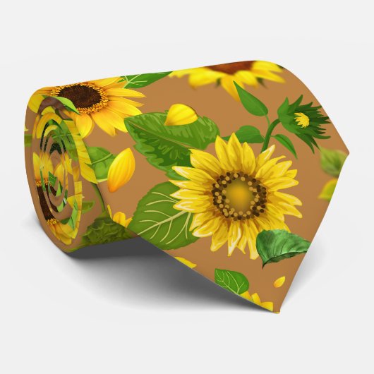 Waterverf Zonnebloem 5 Stropdas (Opgerold)