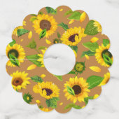 Waterverf Zonnebloem 5 Wijnglaslabel (Achterkant)