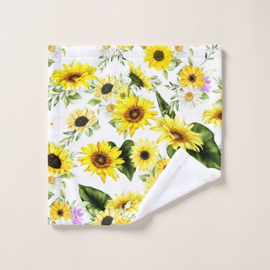 Waterverf Zonnebloem 7 Bad Handdoek (Wasdoekje)