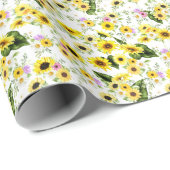 Waterverf Zonnebloem 7 Cadeaupapier (Rol Hoek)