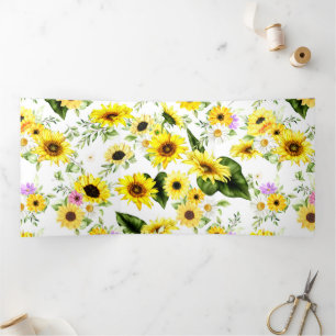 Waterverf Zonnebloem 7 Drieluik Kaart