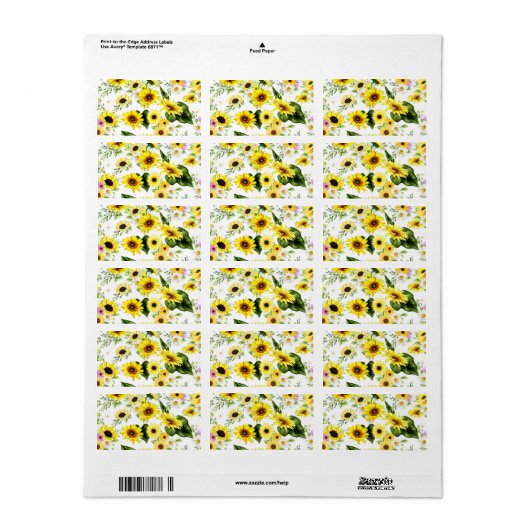 Waterverf Zonnebloem 7 Etiket (Full Sheet)