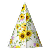 Waterverf Zonnebloem 7 Feesthoedjes (Achterkant)