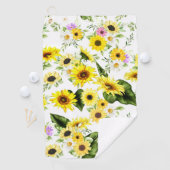 Waterverf Zonnebloem 7 Golfhanddoek (Insitu)
