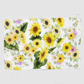 Waterverf Zonnebloem 7 Golfhanddoek (Horizontaal)