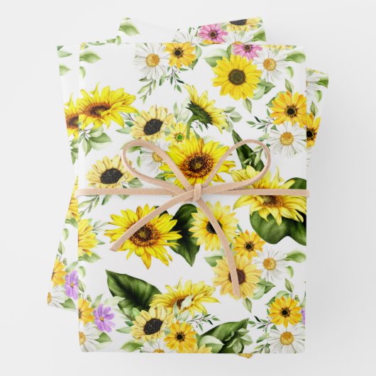 Waterverf Zonnebloem 7 Inpakpapier Vel (In situ)