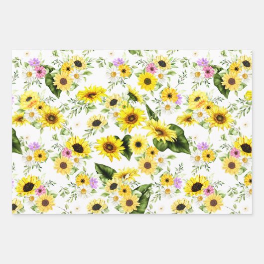 Waterverf Zonnebloem 7 Inpakpapier Vel (Voorkant)