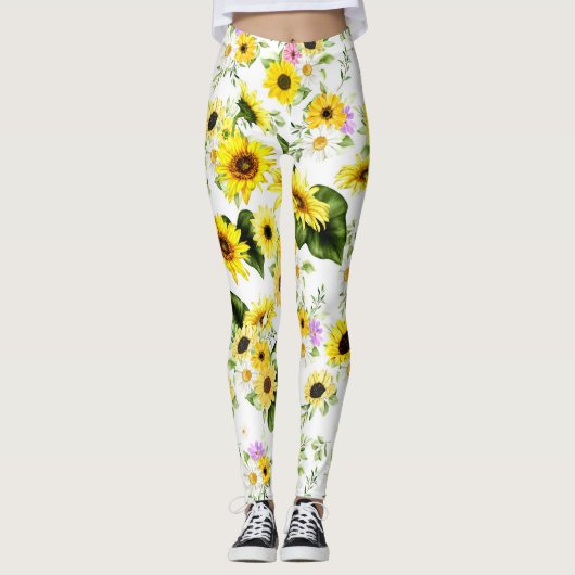 Waterverf Zonnebloem 7 Leggings (Voorkant)
