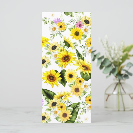 Waterverf Zonnebloem 7 Menu (Staand voorkant)