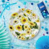 Waterverf Zonnebloem 7 Papieren Bordje (Feest)