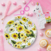 Waterverf Zonnebloem 7 Papieren Bordje (Feest)