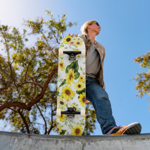 Waterverf Zonnebloem 7 Persoonlijk Skateboard