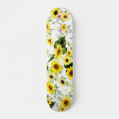 Waterverf Zonnebloem 7 Persoonlijk Skateboard (Voorkant)
