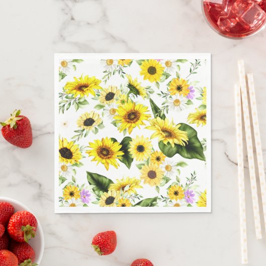 Waterverf Zonnebloem 7 Servet (Insitu)