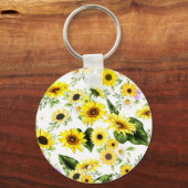 Waterverf Zonnebloem 7 Sleutelhanger (Achterkant)