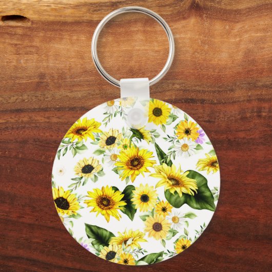 Waterverf Zonnebloem 7 Sleutelhanger (Achterkant)