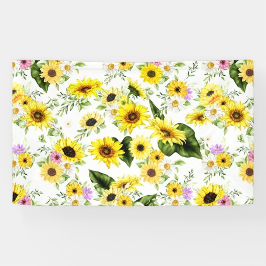 Waterverf Zonnebloem 7 Spandoek (Horizontaal)