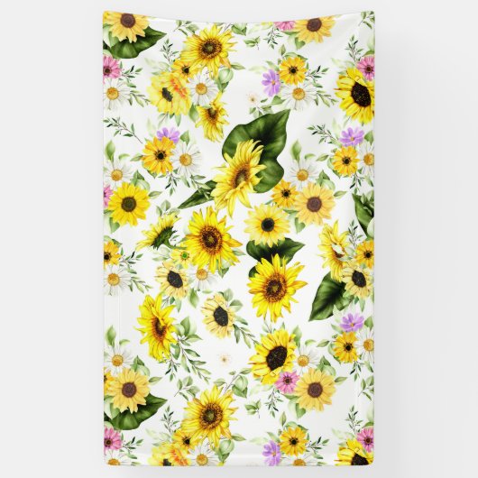 Waterverf Zonnebloem 7 Spandoek (Verticaal)