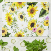 Waterverf Zonnebloem 7 Theedoek (Gevouwen)