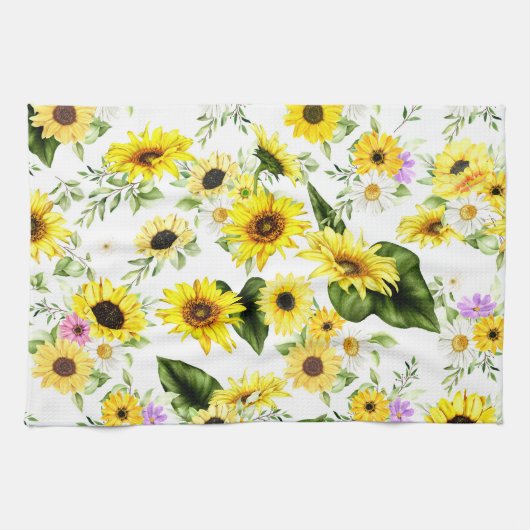 Waterverf Zonnebloem 7 Theedoek (Horizontaal)
