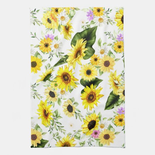 Waterverf Zonnebloem 7 Theedoek (Verticaal)