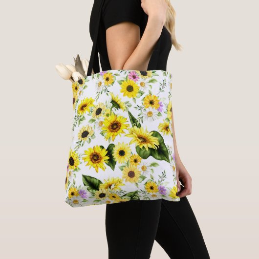 Waterverf Zonnebloem 7 Tote Bag (Dichtbij)
