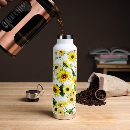 Waterverf Zonnebloem 7 Waterfles (Koffie)