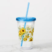 Waterverf Zonnebloem 8 Acryl Drinkbeker (Achterkant)