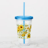 Waterverf Zonnebloem 8 Acryl Drinkbeker (Voorkant)