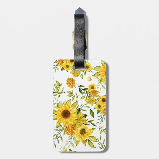 Waterverf Zonnebloem 8 Bagagelabel (Achterkant verticaal)