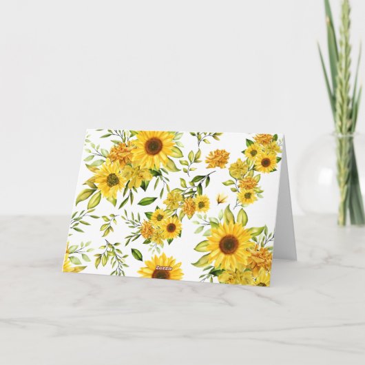 Waterverf Zonnebloem 8 Bedankkaart (Achterkant)
