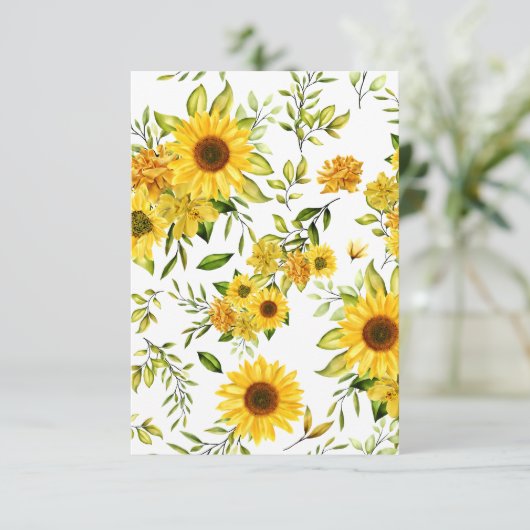 Waterverf Zonnebloem 8 Bedankkaart (Staand voorkant)