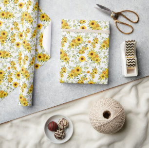 Waterverf Zonnebloem 8 Cadeaupapier