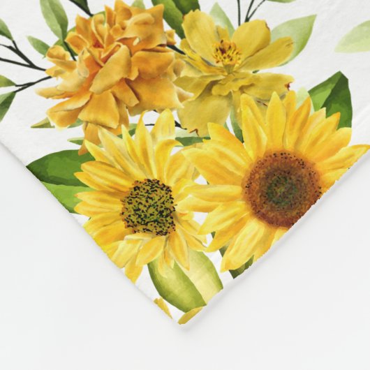 Waterverf Zonnebloem 8 Fleece Deken (Hoek)