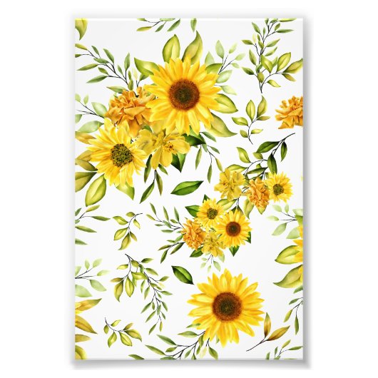 Waterverf Zonnebloem 8 Foto Afdruk (Voorkant)